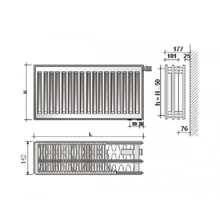 EVRA Compact С33 600x1400 стальной панельный радиатор с боковым подключением EVRA Compact С33 600x1400 стальной панельный радиатор с боковым подключением